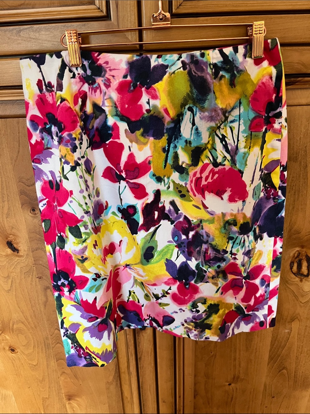 Jones Wear Bright Floral Pencil Skirt in Pink, Yellow, Purple